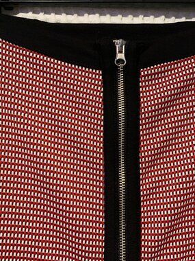 NEW Zara Ladies Black, White & Red Silver Zipper Pencil Skirt